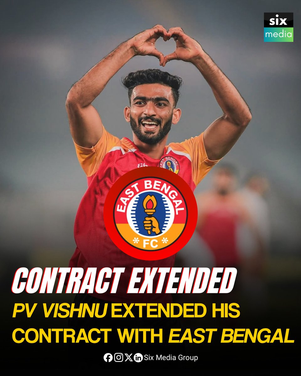 SixMediaGroup's tweet photo. PV VISHNU extended his contract with East Bengal
#ISL #islupdates #football #footballupdates #eastbengal #sports #sportsupdates #Sixmediagroup https://t.co/SqINp0YeMQ