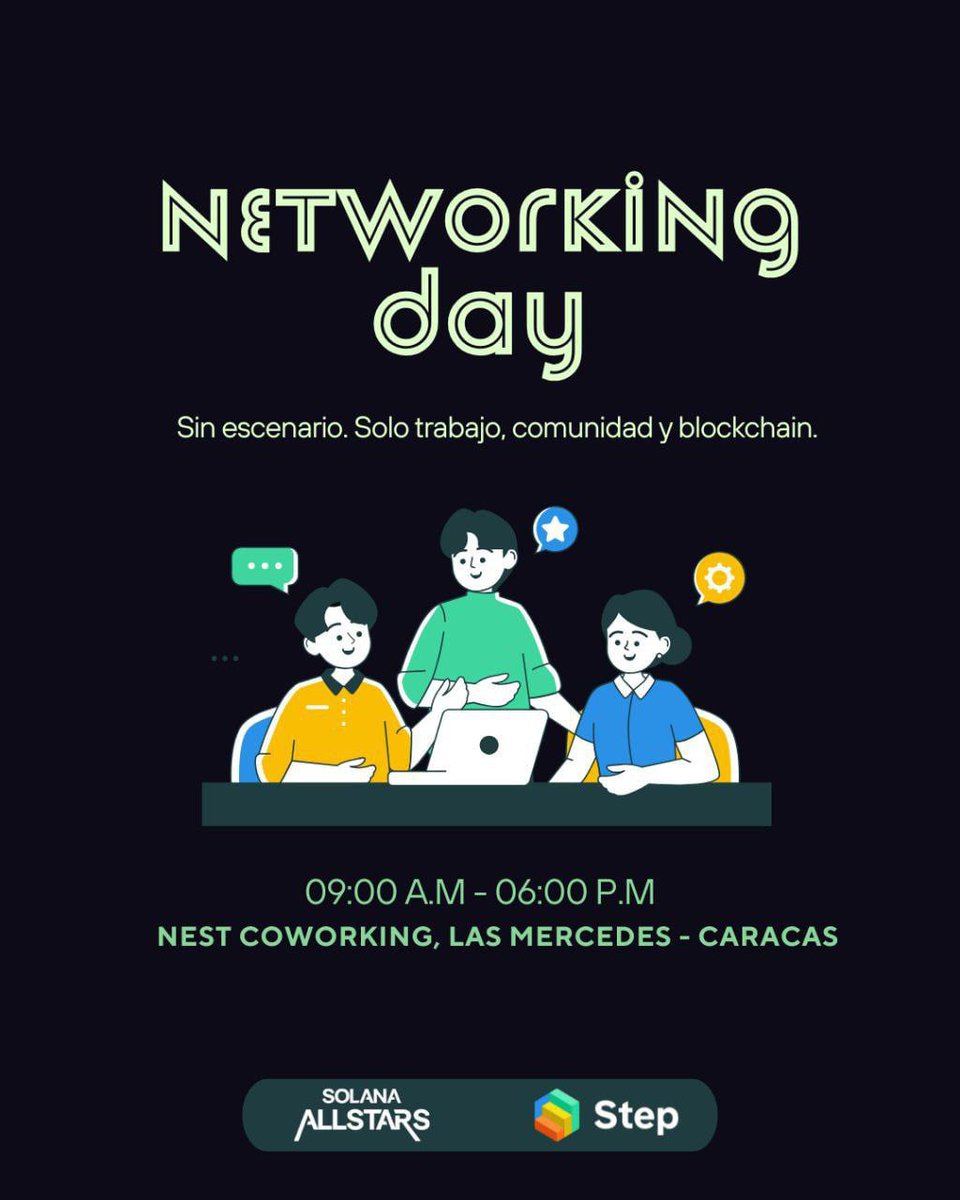 Sin escenario. 

Solo trabajo, comunidad y blockchain. 🔥🦾

No te pierdas la oportunidad de vivir el NETWORKING DAY. Hoy, dentro de pocos minutos en la ciudad de Caracas 📌

INF👇🏻