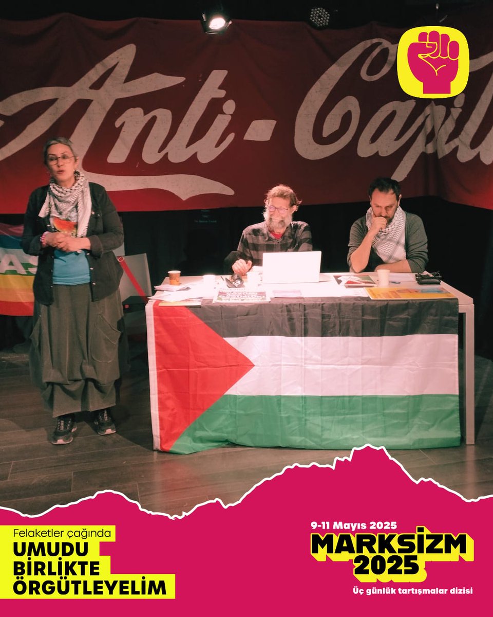 #Marksizm2025 birbirinden değerli konuşmalarla devam ediyor. İkinci günün üçüncü toplantısında "Yerleşimci sömürgecilik açısından İsrail'in Filistin'e saldırısı" konuşuyoruz.
