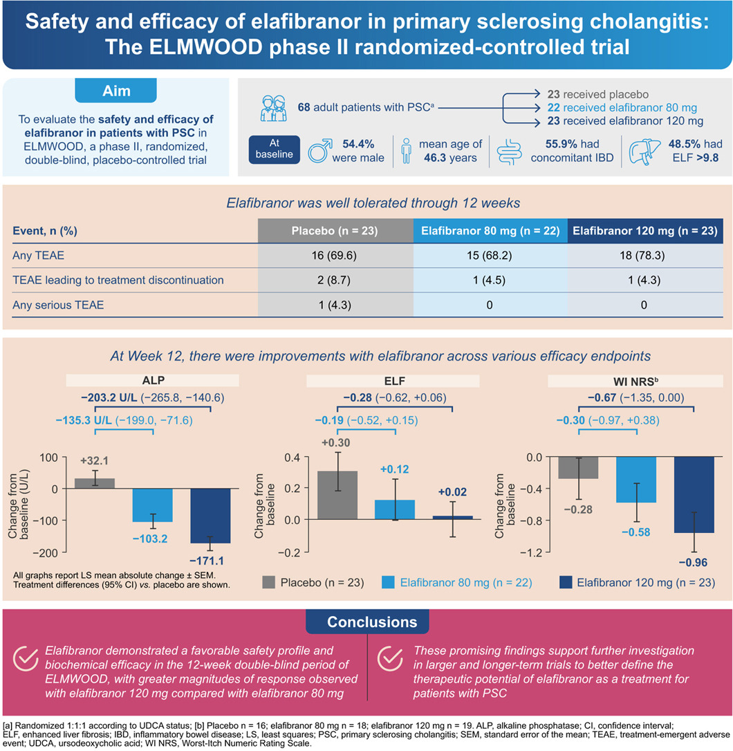 Elafibranor in primary sclerosing cholangitis: The ELMWOOD phase II randomized-controlled trial