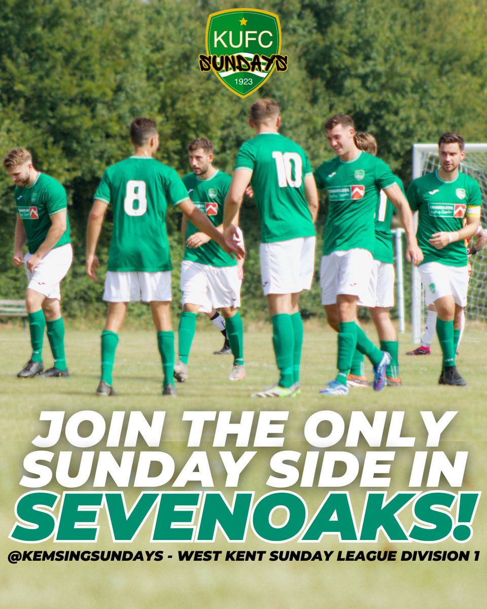 Jordan (@jordycrouch) on Twitter photo We’re on the hunt for quality players to join our #SundayLeague side next season.
Based in Kemsing, Sevenoaks we play in the top division of the #WestKentSundayLeague
Send us a DM if interested ⚽️
<a href="/purelyplayers/">Purely Players - 🏴 #FFFUK</a> <a href="/fffinderuk/">football Friendly finder</a> <a href="/ksnfootball/">Kent Football News</a> <a href="/KentFA/">Kent FA ⚽</a> We’re on the hunt for quality players to join our #SundayLeague side next season.
Based in Kemsing, Sevenoaks we play in the top division of the #WestKentSundayLeague
Send us a DM if interested ⚽️
<a href="/purelyplayers/">Purely Players - 🏴 #FFFUK</a> <a href="/fffinderuk/">football Friendly finder</a> <a href="/ksnfootball/">Kent Football News</a> <a href="/KentFA/">Kent FA ⚽</a>