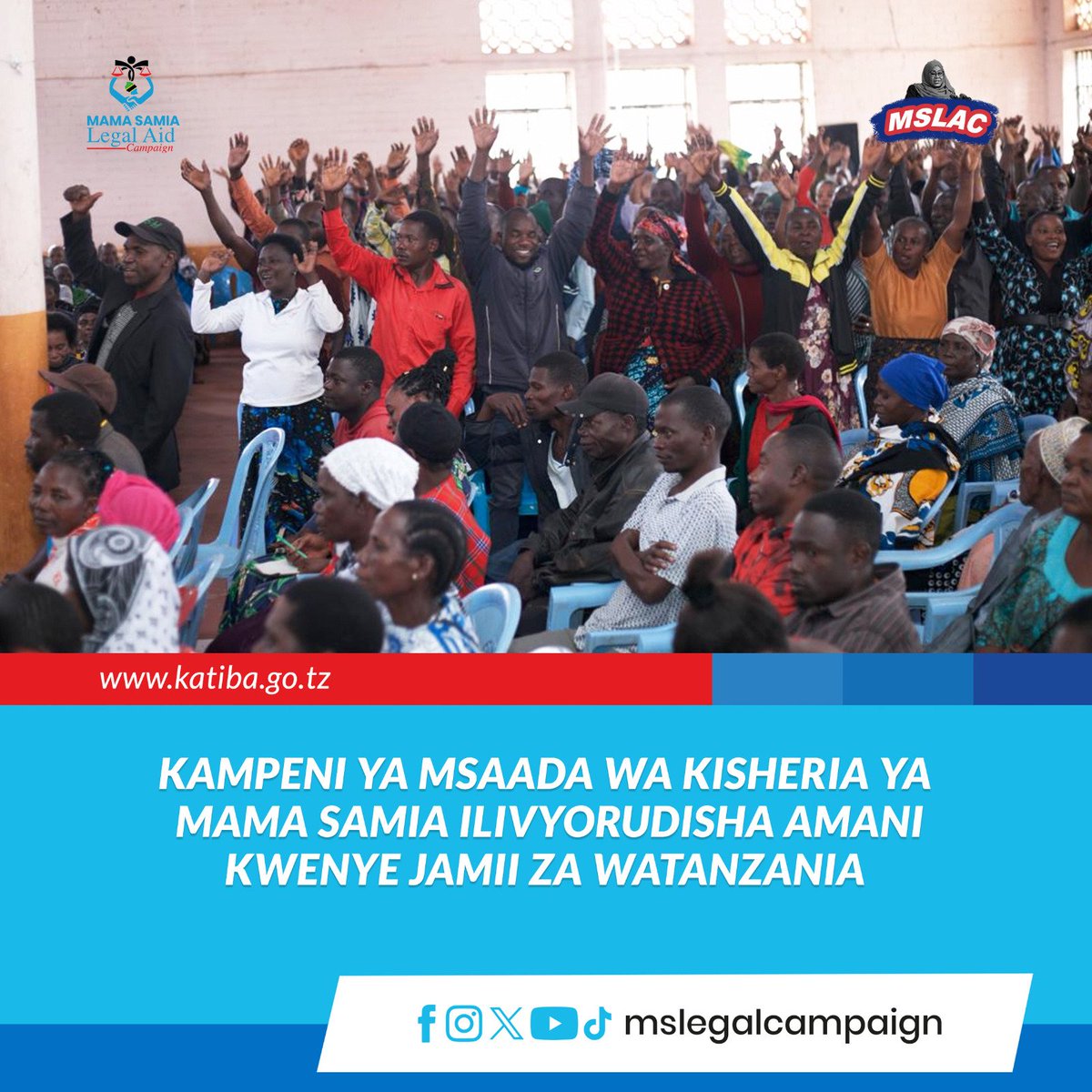 Jpl15925's tweet photo. Msaada wa Kisheria ya Mama Samia inakufikia popote ulipo. MSLAC inatoa elimu, ushauri, mwongozo na usuluhishi pamoja na utatuzi wa changamoto zinazojitokeza katika jamii zetu #sisinitanzaniampya #MSLAC #Katibanasheria #kaziiendelee #kazinaututunasongambele #matoke https://t.co/9Pozjh0FuR