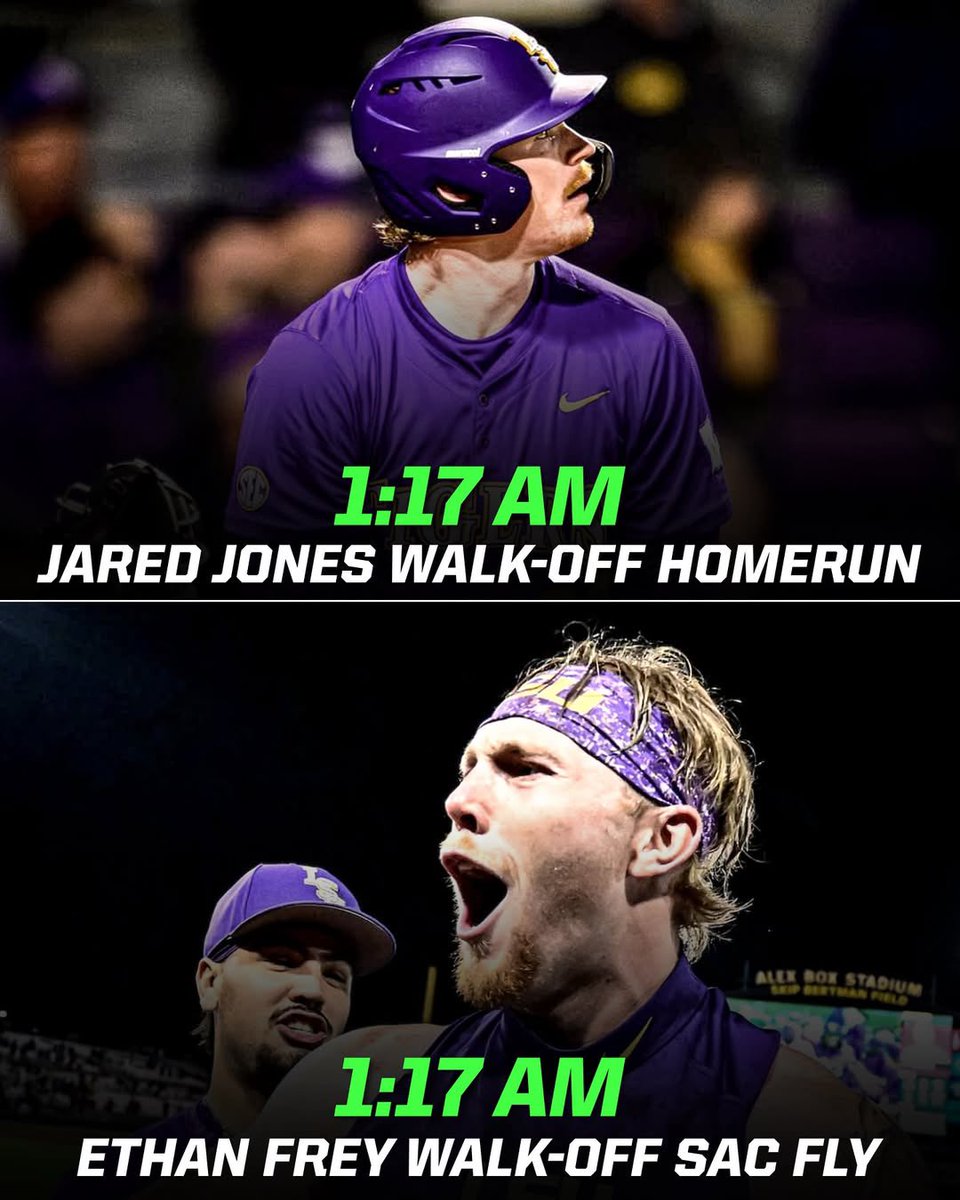 BootKreweMedia's tweet photo. Something about the Tigers and walking it off past 1 in the morning 😎 

(Via @lsubaseball ) https://t.co/uHUdG1I3Pf