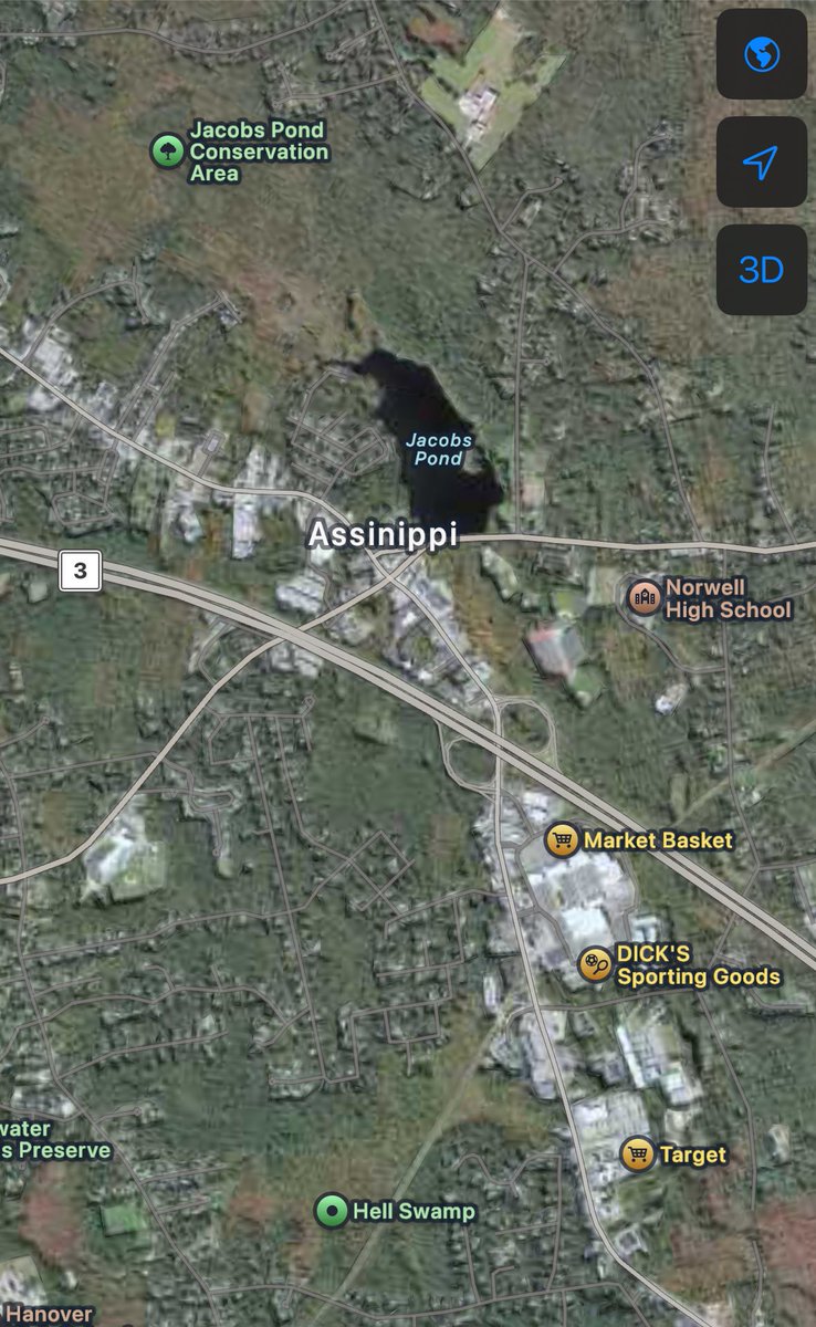 “yeah i live in Assinippi right next to Hell Swamp”