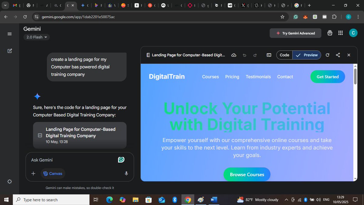 goodfavur's tweet photo. how i use Gemini  AI to generate Landing Page my gigital Digital Training #ALX_AiSK https://t.co/6xm5B2EB1A
