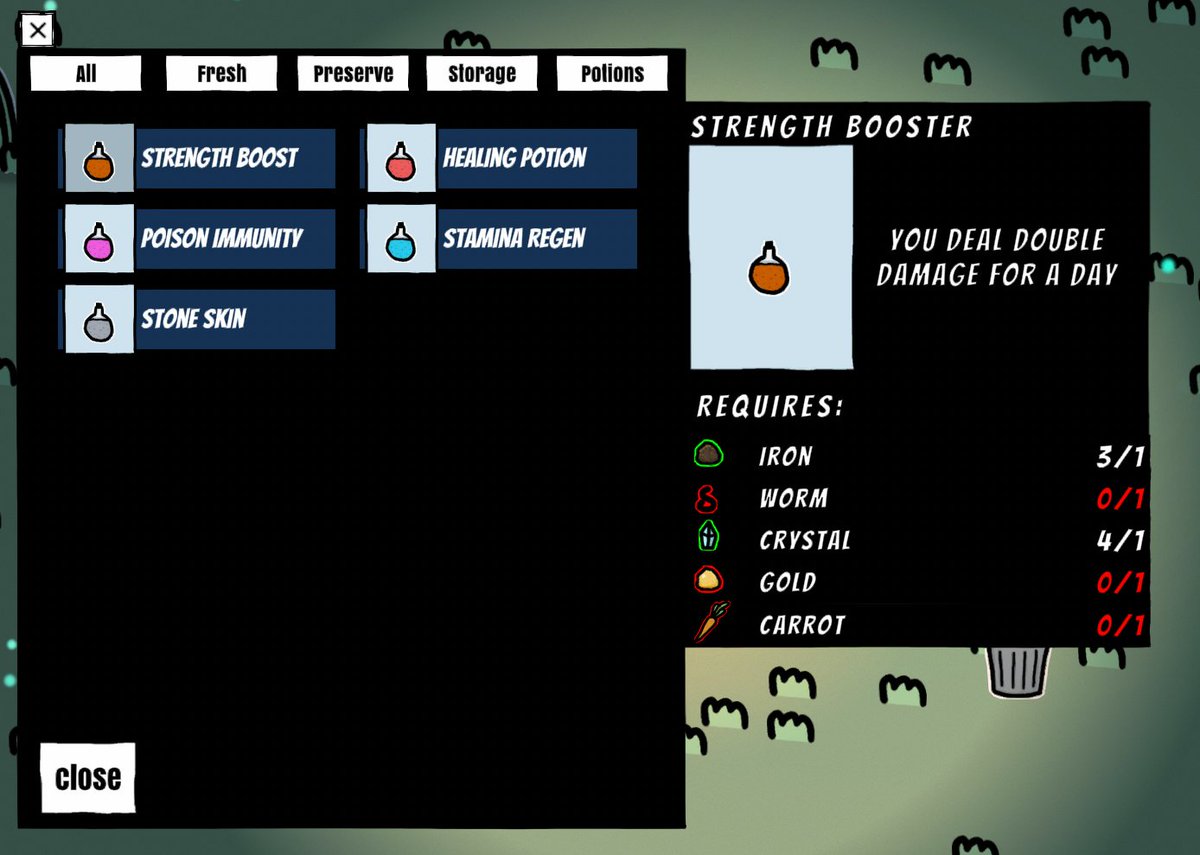 I added potions to cooking. They will need some weird ingredients to make :)
#indiegame