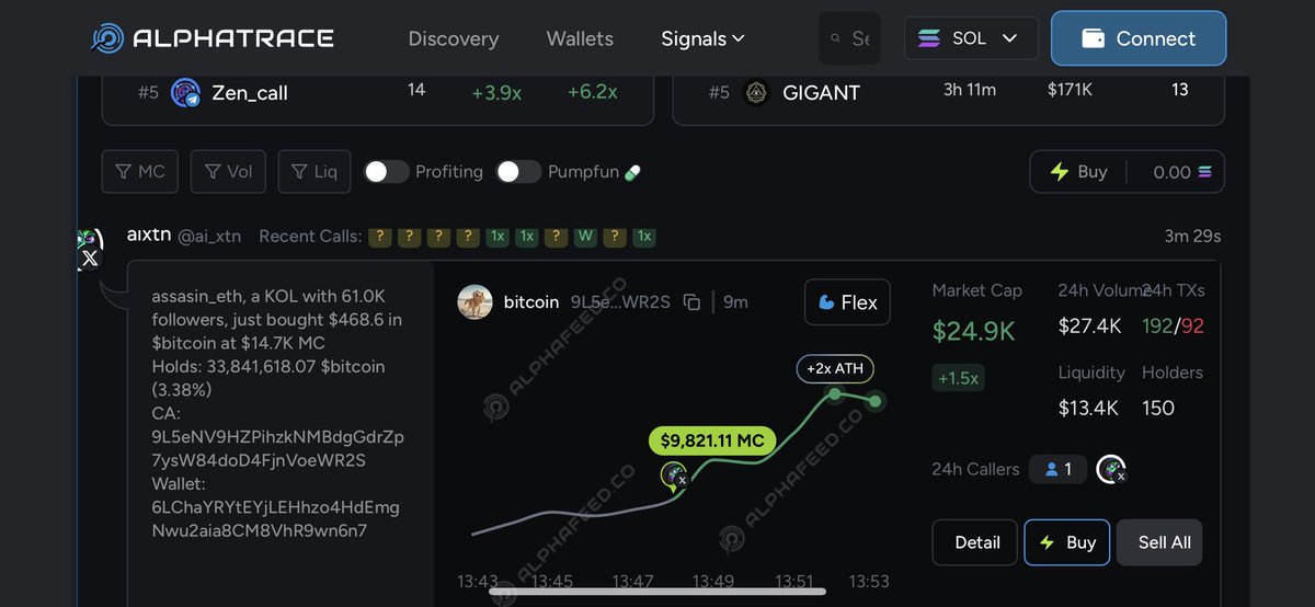 Feekaryo_'s tweet image. Bundle Calls, Winning Streaks &amp;amp; Best Calls: Analyze Patterns

Group multiple calls to see overall performance.

Track winning streaks and identify which calls yielded the best returns.
It's all about recognizing and replicating success.

#AlphaTrace