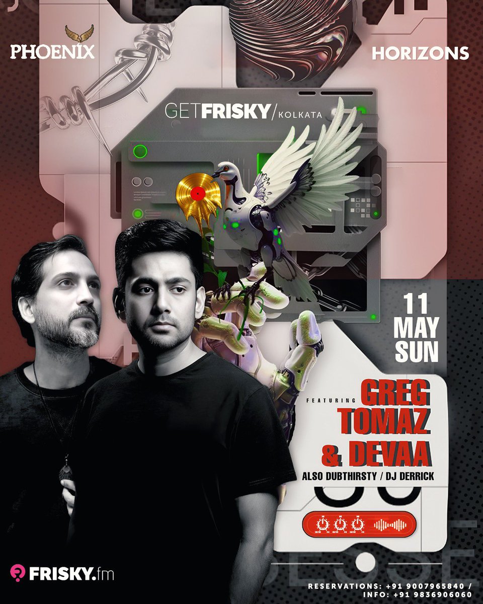 GetFrisky at PHOENIX, Kolkata tomorrow (Sunday) with my friends Greg Tomaz &amp; Devaa 🕺🏽#horizonsgetfrisky <a href="/friskyradio/">FRISKY</a>