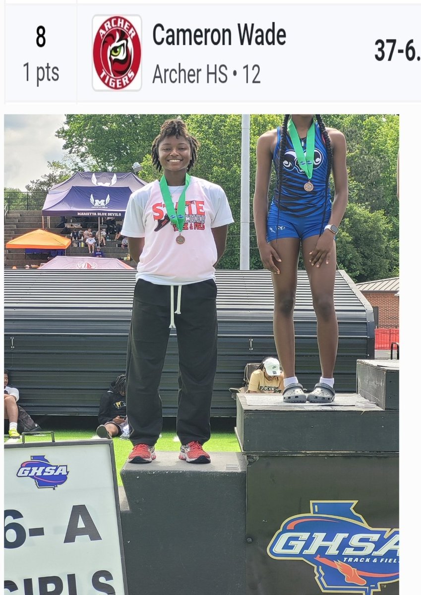 Ms. CAMERON WADE Where would we be without your leadership? By adding more value to <a href="/AHSTigersTFXC/">Archer Track and Field and XC</a> finished 8th at State in 6A Triple Jump! <a href="/GDPsports/">Gwinnett Daily Post</a> <a href="/ArcherHSTigers/">Archer High School</a> <a href="/AthleticsArcher/">ArcherTigersAthletics</a> <a href="/ArcherWBB/">Archer WBB</a>
<a href="/archersoftball/">Archer Softball</a> <a href="/Cameron_G_Wade/">Cameron Wade</a>