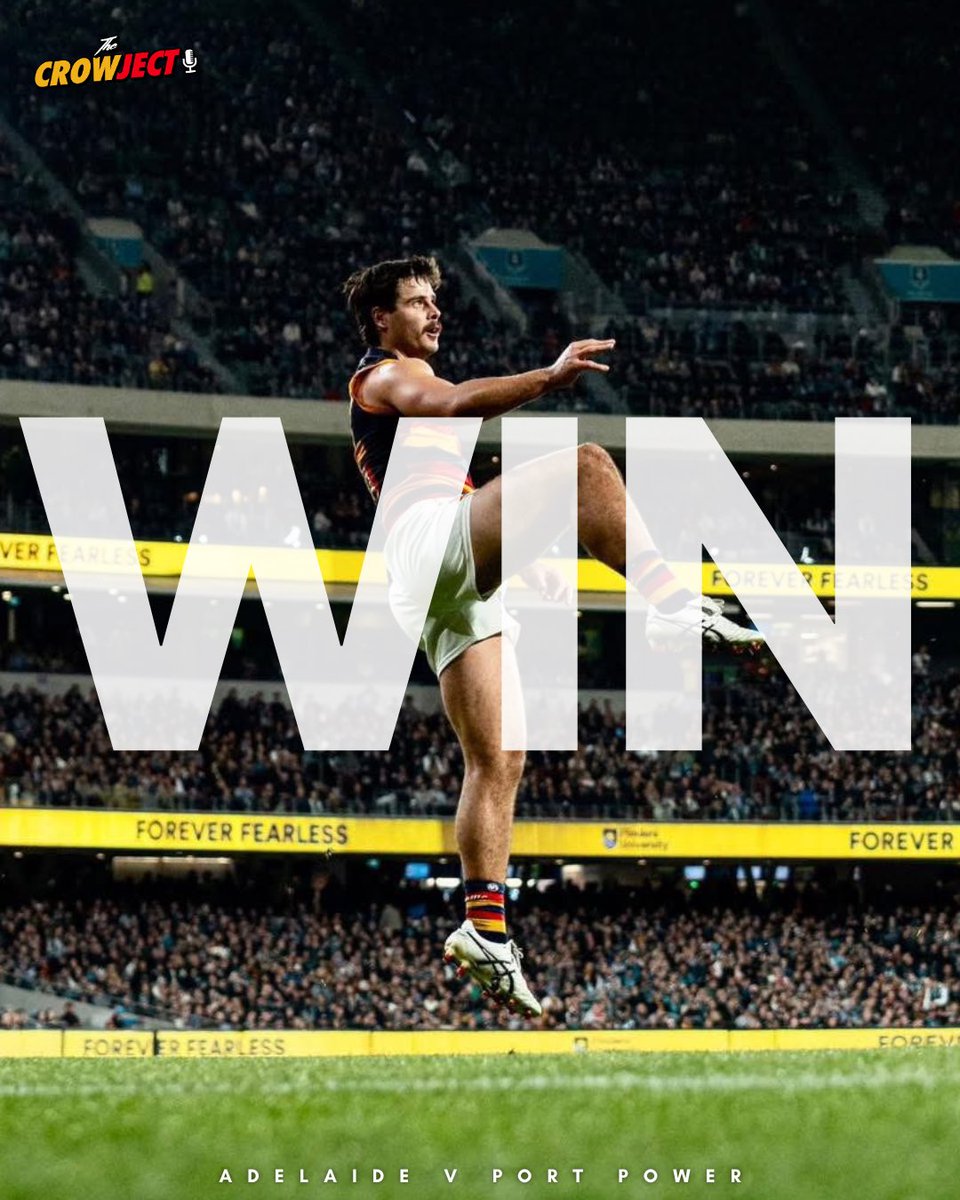 Crowject's tweet photo. NEVER IN DOUBT
We beat Port Power by 5 points!
Thoughts on the game? Let us know in the comments or call us on (08) 8246 5498!
#weflyasone #gocrom #gocrows #aflpowercrows #crowject https://t.co/MjXNdGKfOs