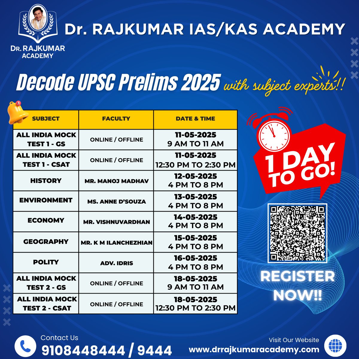 DrRajAcademy's tweet photo. π Decode UPSC Prelims 2025 β FREE & Open to All!
π
Just One Day to Go! See You Tomorrow!
REGISTER NOW π https://t.co/6HObg1kAB0
β¨ See You Tomorrow!
#DecodeUPSC2025 #UPSCPrelimsRevision #CrackUPSCWithExperts #LastMinuteTips #FreeUPSCSession #drrajkumaracademy https://t.co/Dbl76LHlV9