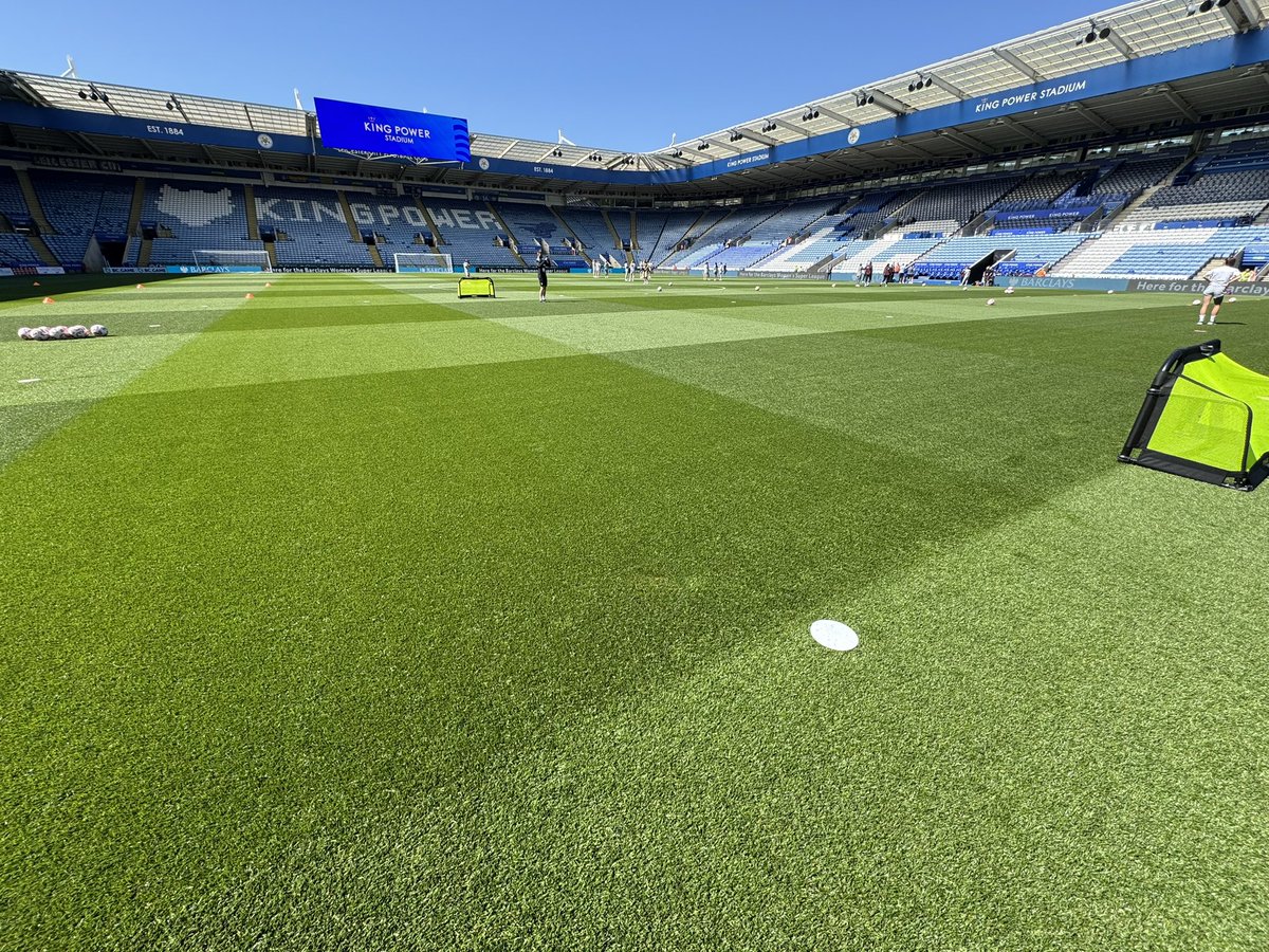 Final Leicester City Ladies fixture of the season v West Ham. The pitch is looking splendid under the sunshine, with only a few signs of wear from the season's matches. It’s been a full team effort this week to get the pitch ready.
