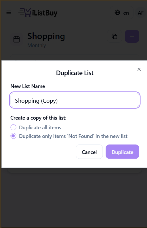 aiforgecode's tweet image. Another feature is now available.
Duplication of shopping lists, with all items or just "Not Found" items.
Making it easier to create lists for recurring purchases.
It also makes it easier when you can't find everything you want in a supermarket and have to go somewhere else…
