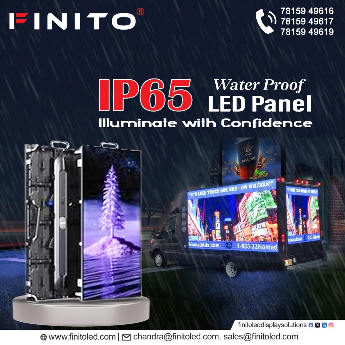 finito_led's tweet image. 𝐈𝐏𝟔𝟓 𝐖𝐚𝐭𝐞𝐫𝐩𝐫𝐨𝐨𝐟 𝐋𝐄𝐃 𝐏𝐚𝐧𝐞𝐥
78159 49616 | 78159 49617 | 78159 49619
finitoled.com
#FinitoLED #WaterproofLED #IP65LEDPanel #OutdoorLEDDisplay #AllWeatherDisplay #MobileAdvertising #LEDInnovation #LEDTechnology #WeatherproofDisplay #DigitalSignage