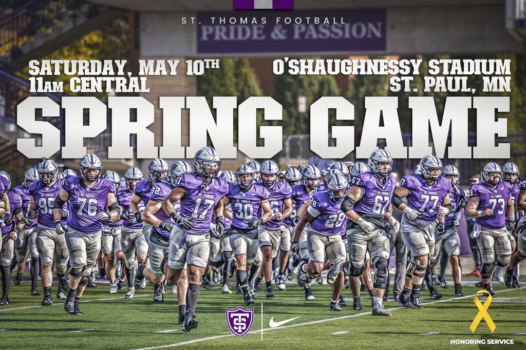St. Thomas Football (@ust_football) on Twitter photo {Spring} 𝐆𝐀𝐌𝐄𝐃𝐀𝐘! 🟪⬜️⬛️
🆚: UST 🟣⚪️⚫️
📍: O'Shaughnessy Stadium
🏡: <a href="/UofStThomasMN/">University of St. Thomas</a>
🕕: 11:04a
☀️: 72°
🎟: Not Need: All Welcome! {Spring} 𝐆𝐀𝐌𝐄𝐃𝐀𝐘! 🟪⬜️⬛️
🆚: UST 🟣⚪️⚫️
📍: O'Shaughnessy Stadium
🏡: <a href="/UofStThomasMN/">University of St. Thomas</a>
🕕: 11:04a
☀️: 72°
🎟: Not Need: All Welcome!