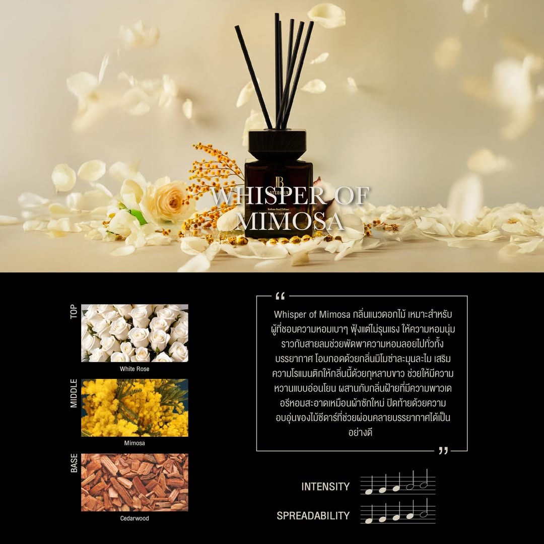 KChu670608's tweet image. Level of Scent - Perfume Reed Diffuser
Whisper of Mimosa📷
📷ความเข้มข้น 3
📷ความกระจาย 4
#PerfumeReedDiffuser #ก้านไม้หอมปรับอากาศ #WhisperofMimosa #Hateberryscent