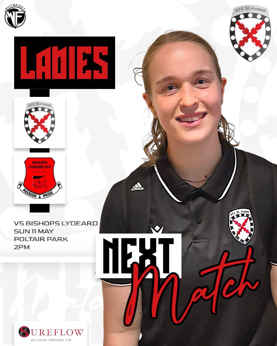 AFC ST AUSTELL LADIES (@afcaustell) on Twitter photo Tomorrow we host <a href="/LydeardLadiesFC/">BishopsLydeardLadies</a> in our final home game of the season
#Costa
<a href="/swsportsnews/">South West Sports News</a> <a href="/SWWFN/">South West Women's Football News</a> <a href="/ImpetusFootball/">Impetus</a> <a href="/devoncornwallfc/">S&W Devon & E Cornwall Football</a> Tomorrow we host <a href="/LydeardLadiesFC/">BishopsLydeardLadies</a> in our final home game of the season
#Costa
<a href="/swsportsnews/">South West Sports News</a> <a href="/SWWFN/">South West Women's Football News</a> <a href="/ImpetusFootball/">Impetus</a> <a href="/devoncornwallfc/">S&W Devon & E Cornwall Football</a>