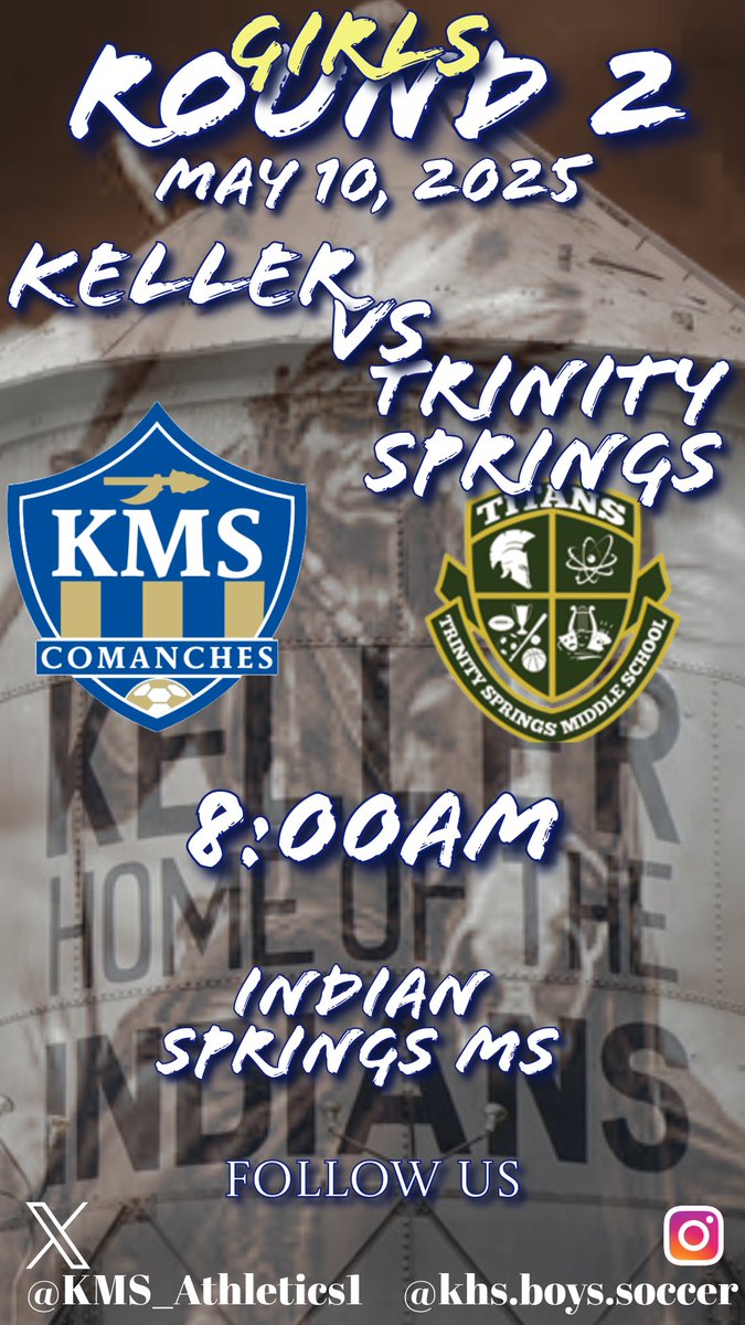 SEMIFINALS
KMS Girls Soccer
⚽vs Trinity Springs
⏰8AM
📍Indian Springs MS