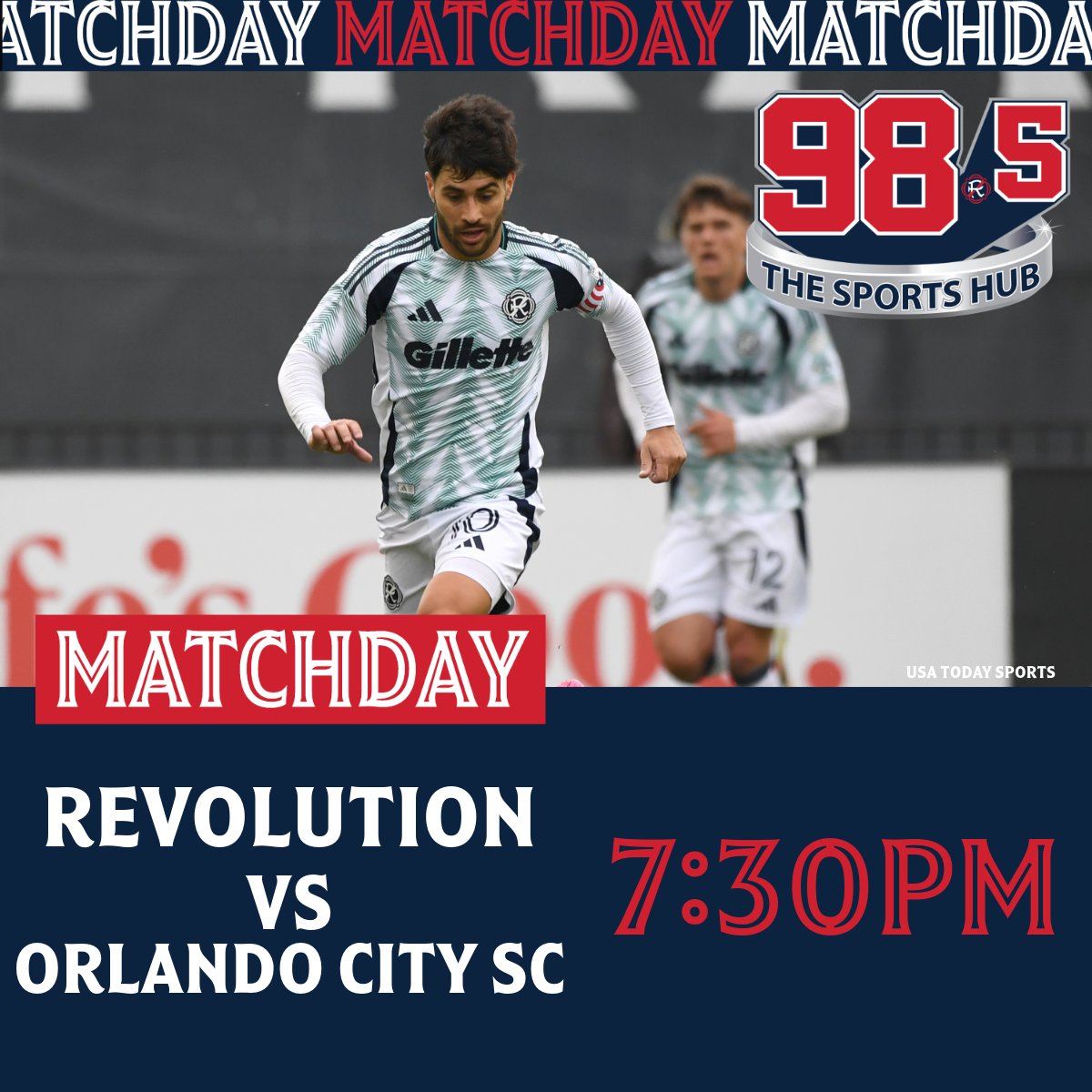 98.5 The Sports Hub (@985thesportshub) on Twitter photo ⚽ TONIGHT: The <a href="/NERevolution/">New England Revolution</a> take on #OrlandoCitySC live from #Orlando! #NERevolution #MLS ⚽ TONIGHT: The <a href="/NERevolution/">New England Revolution</a> take on #OrlandoCitySC live from #Orlando! #NERevolution #MLS