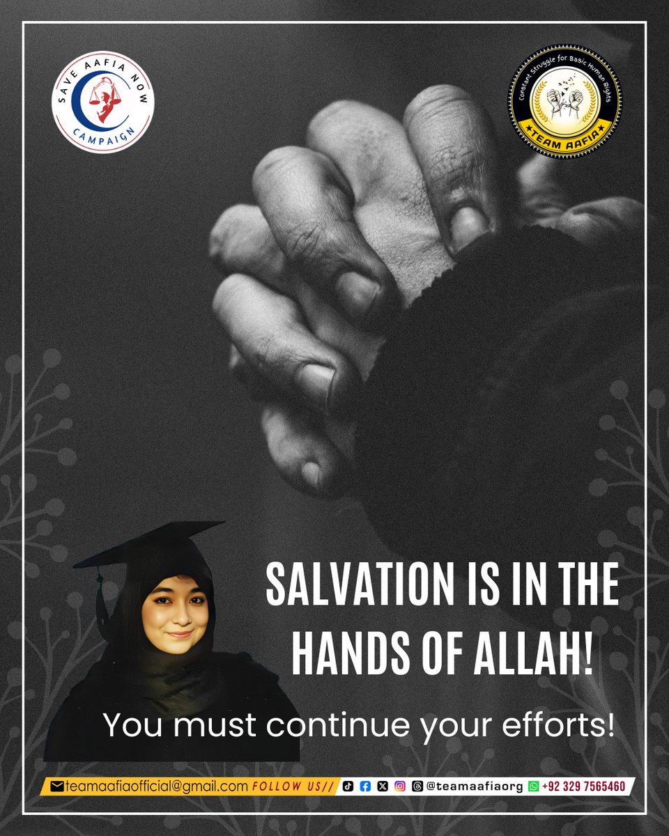 TeamAafiaOrg_'s tweet photo. Salvation is in the hands of Allah!
You must continue your efforts!
#SaveAafiaNow
Team Aafia Official
@TeamAafiaOrg_
 #AafiaSiddiqui #FreeAafia 
FMC Carswell https://t.co/s2xG5J3gHV
