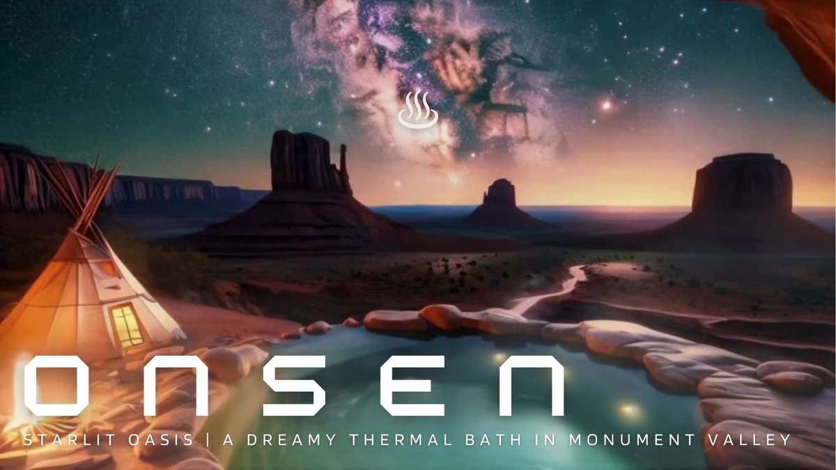 ♨️🎶🎧

---------
Live Now!
---------
🌌 Starlit Oasis | A Dreamy Thermal Bath in Monument Valley
youtube.com/live/PYOjfBWBH…

Relax and enjoy the hot springs in Monument Valley with a view of the vast land and starry sky 🌌✨

#RelaxingMusic #sleep
<a href="/YouTube/">YouTube</a>