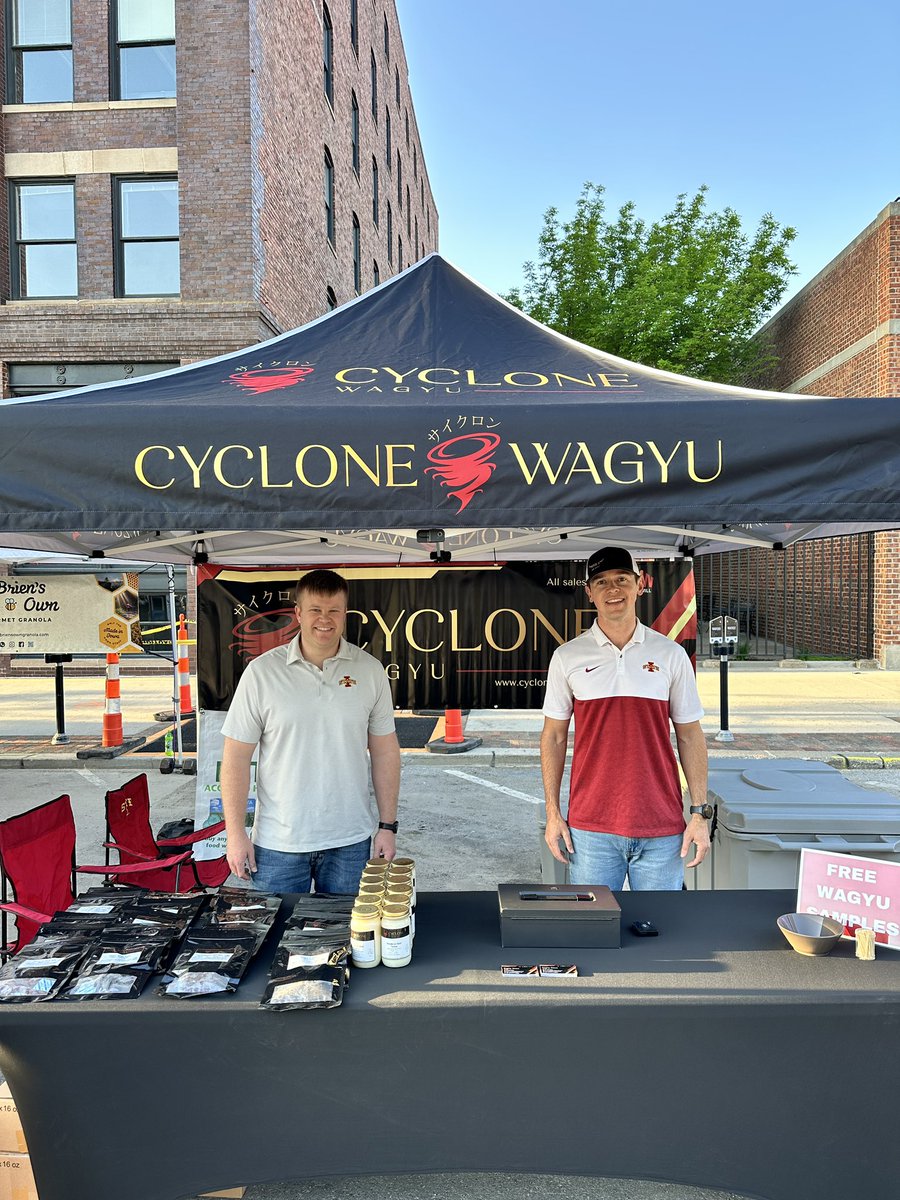 brentblum's tweet photo. If you’re at the DSM Farmers Market go see our newest We Will collaboration with Cyclone Wagyu! A group of Cyclone alums that produce high quality meat! A percentage of each purchases supports We Will! 🥩🌪️ https://t.co/dourM7dh81
