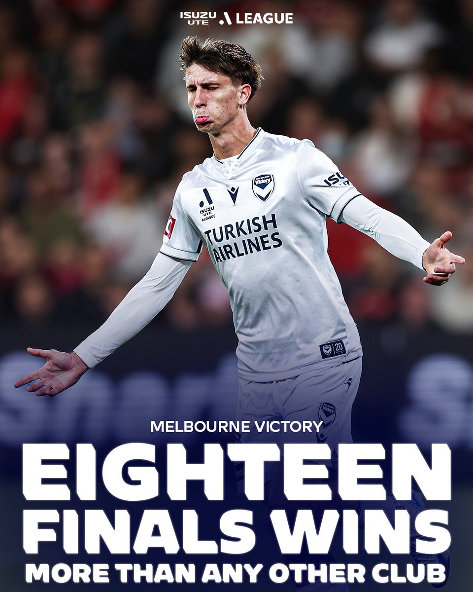 Isuzu UTE A-League (@aleaguemen) on Twitter photo When it comes to the finals, <a href="/gomvfc/">Melbourne Victory</a> are just a different ๐ฏ๐ฒ๐ฎ๐๐ ๐๐ฅ
An Elimination Final win sees Victory extend their own record as the Isuzu UTE A-Leagueโs most successful finals team ๐ช When it comes to the finals, <a href="/gomvfc/">Melbourne Victory</a> are just a different ๐ฏ๐ฒ๐ฎ๐๐ ๐๐ฅ
An Elimination Final win sees Victory extend their own record as the Isuzu UTE A-Leagueโs most successful finals team ๐ช