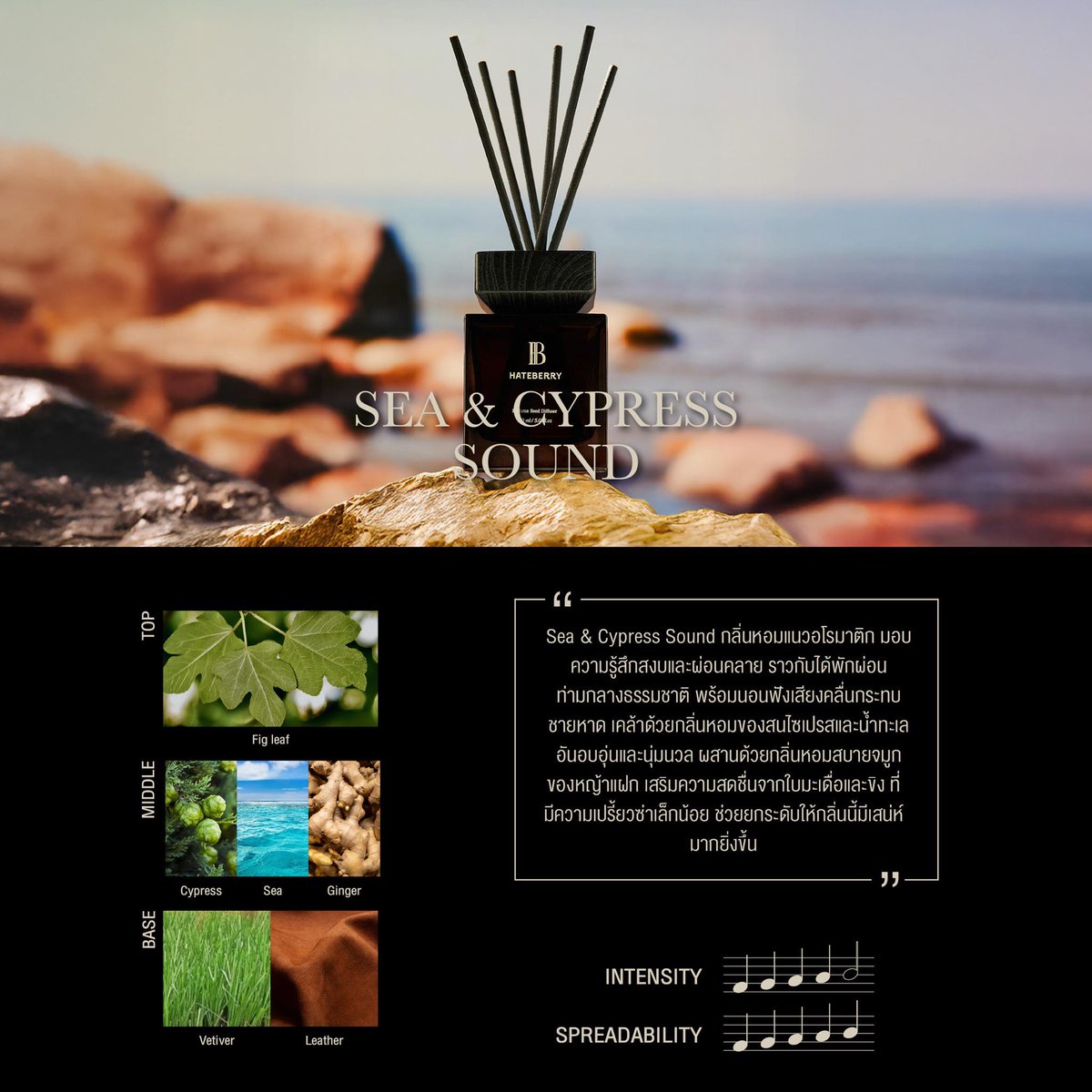 KChu670608's tweet image. Level of Scent - Perfume Reed Diffuser
Sea &amp;amp; Cypress Sound🌊
▪️ความเข้มข้น 4
▪️ความกระจาย 5
#PerfumeReedDiffuser #ก้านไม้หอมปรับอากาศ #SeaCypressSound #Hateberryscent