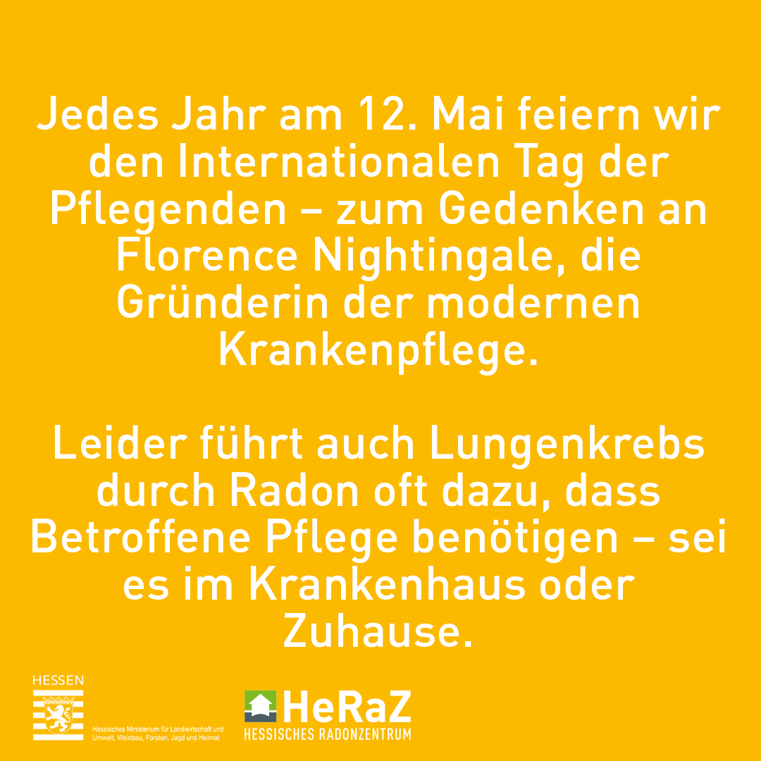 Hessisches Radonzentrum (@radonzentrum) on Twitter photo Am 12. Mai ist Internationaler Tag der Pflegenden – zu Ehren von Florence Nightingale. #Radon ist nach Rauchen die zweithäufigste Ursache für #Lungenkrebs, der oft #Pflege nötig macht. Radonschutz hilft, Pflegekräfte zu entlasten. Jetzt Radon messen! Am 12. Mai ist Internationaler Tag der Pflegenden – zu Ehren von Florence Nightingale. #Radon ist nach Rauchen die zweithäufigste Ursache für #Lungenkrebs, der oft #Pflege nötig macht. Radonschutz hilft, Pflegekräfte zu entlasten. Jetzt Radon messen!