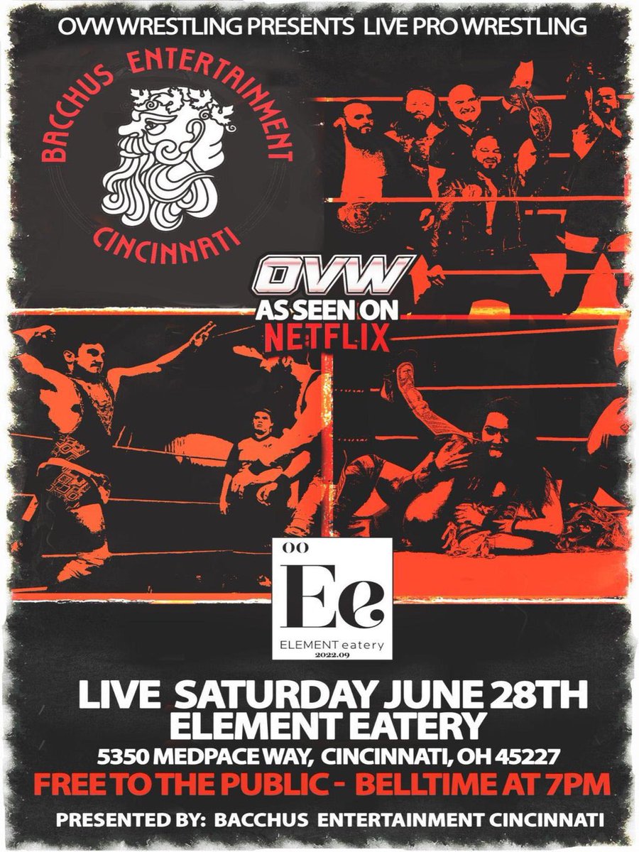 We can’t wait to make our way to #Cincinnati on JUNE 28TH to takeover ELEMENT EATERY for the first-time-ever

VIP spots available - OVWTix.com