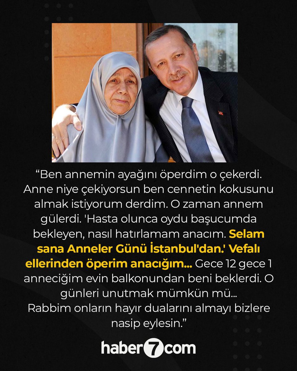 🔴Cumhurbaşkanı Erdoğan annesi ile anılarını anlattı!

🗣"Bizim inancımızda geleneğimizde anneler kutsal yere sahiptir. Cennet annelerin ayaklarının altındadır. Ben annemin ayağını öperdim o çekerdi. Anne niye çekiyorsun ben cennetin kokusunu almak istiyorum derdim. O zaman annem