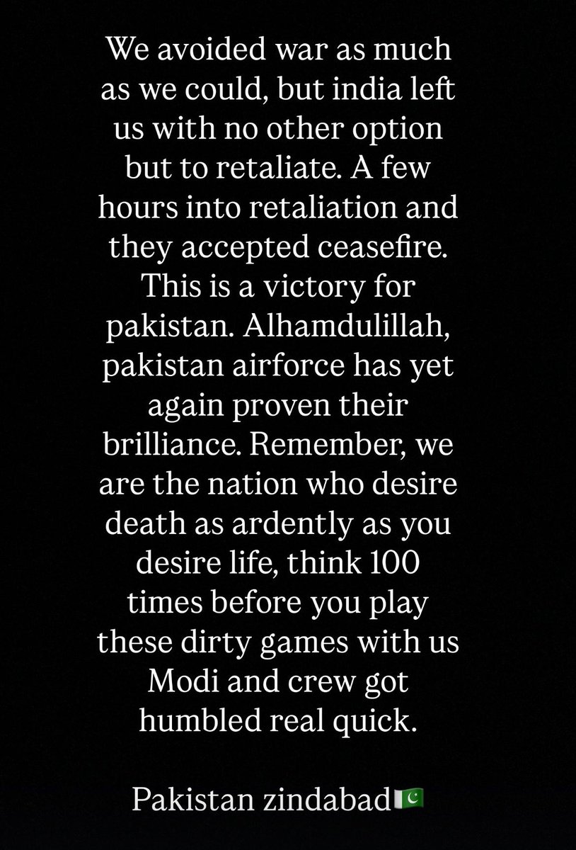 hassanz_07's tweet photo. Alhamdulillah

#PakistanZindabad 
#PakistanArmy 
#IndiaPakistanConflict https://t.co/1yaZiMxD0K