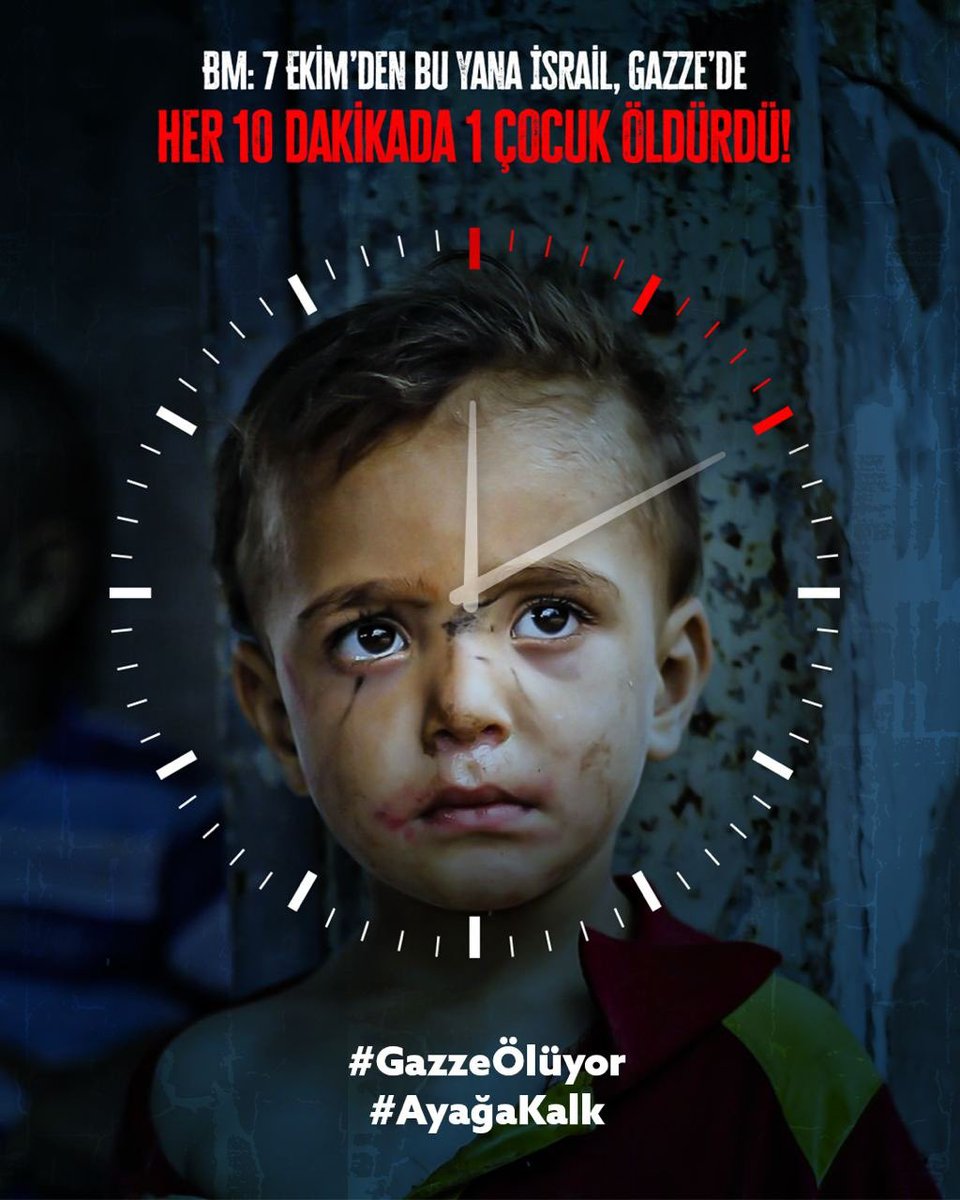 BM: 7 Ekim’den bu yana İsrail, Gazze’de her 10 dakikada 1 çocuk öldürüldü! 
#GazzeÖlüyor #AyağaKalk