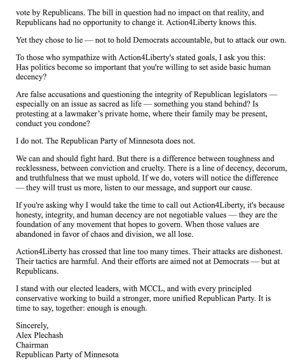 This week, Action4Liberty falsely accused Republican legislators of voting to fund abortions. That claim is not only false — it’s shameful.
 
Fortunately, Minnesota Citizens Concerned for Life ( <a href="/MCCL_org/">MCCL</a> ), a respected leader in the pro-life movement, issued a strong public