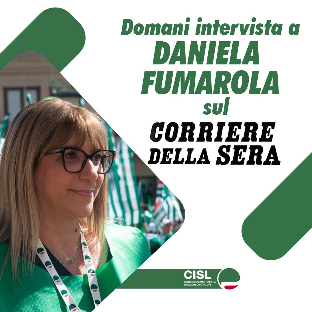 CISL Nazionale (@cislnazionale) on Twitter photo Domani, domenica 11 maggio, intervista della leader Cisl #DanielaFumarola al <a href="/Corriere/">Corriere della Sera</a> della Sera. Domani, domenica 11 maggio, intervista della leader Cisl #DanielaFumarola al <a href="/Corriere/">Corriere della Sera</a> della Sera.