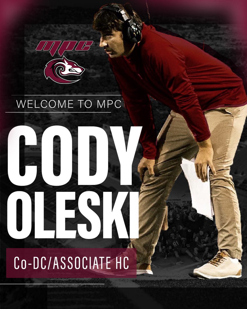 MPC Lobo Football (@mpclobofootball) on Twitter photo We are excited to welcome Coach <a href="/CodyOleski/">Cody Oleski</a> to the Lobo family! 🐺 He will be our Co-Defensive Coordinator & will also be our Special Teams Coordinator! #whyMPC We are excited to welcome Coach <a href="/CodyOleski/">Cody Oleski</a> to the Lobo family! 🐺 He will be our Co-Defensive Coordinator & will also be our Special Teams Coordinator! #whyMPC