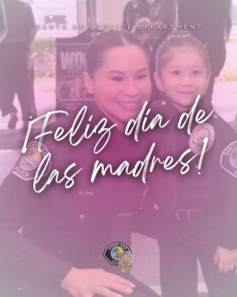 SantaAnaPD's tweet photo. 🌸 El Departamento de Policía de Santa Ana les desea un feliz Día de las Madres a todas las mamás de nuestra comunidad y a nuestras madres del departamento.
Gracias por su amor y dedicación💙 #WeAreSAPD #SantaAnaPD #felizdiadelasmadres https://t.co/cBRWjC4tHw