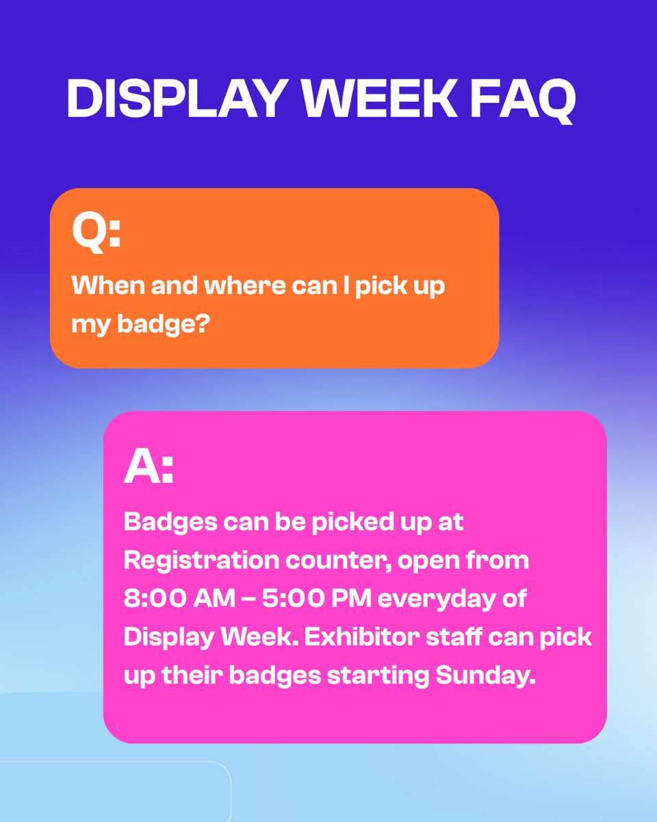 DisplayWeekSID's tweet image. Check out our FAQs to get the answers you need to ensure a seamless and enjoyable experience at Display Week 2025!

👉 Dive into the full FAQ list here: displayweek.pulse.ly/h2b6xn08i9

Web view version of the mobile app: dw25.inmapz.com

#DisplayWeek2025 #EventFAQs #DisplayTech