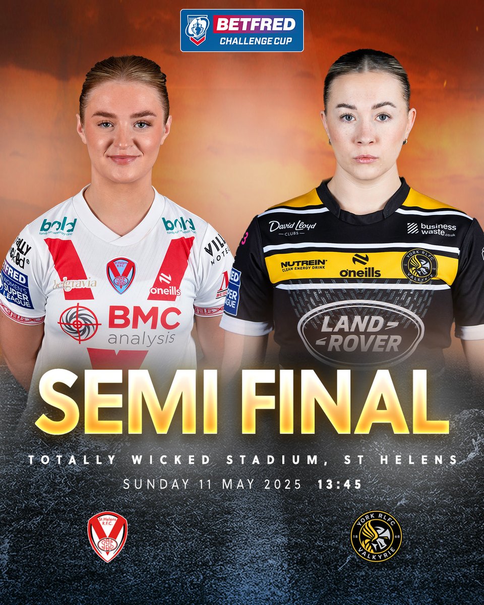 Betfred Challenge Cup (@thechallengecup) on Twitter photo 🤔 Which side will join the Warriors in the <a href="/Betfred/">Betfred</a> Women's #ChallengeCup Final?
📺 Watch <a href="/saints1890women/">St.Helens Women</a> 🆚 <a href="/YorkValkyrie/">York RLFC Valkyrie</a> on <a href="/BBCiPlayer/">BBC iPlayer</a> at 1:45PM... 🤔 Which side will join the Warriors in the <a href="/Betfred/">Betfred</a> Women's #ChallengeCup Final?
📺 Watch <a href="/saints1890women/">St.Helens Women</a> 🆚 <a href="/YorkValkyrie/">York RLFC Valkyrie</a> on <a href="/BBCiPlayer/">BBC iPlayer</a> at 1:45PM...