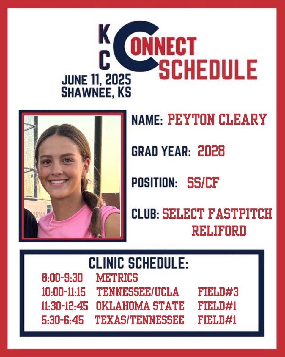 PeytonCleary2028 (@pcleary2028) on Twitter photo Excited for the upcoming Connect Camp in KC. Only a month away!
<a href="/KarenWeekly/">Karen Weekly</a>
<a href="/Coach_Inouye/">Kelly Inouye-Perez</a>
<a href="/OSUcoachG/">Kenny Gajewski</a>
<a href="/TexasCoachWhite/">Mike White</a>
<a href="/DDSBandEvents/">Diamond Direction</a>
<a href="/ejonesrockchalk/">Eric Jones - Select Fastpitch</a>
<a href="/2k10Select/">Select Fastpitch 2K10-Reliford</a>
<a href="/LineDsoftball/">Line Drive Media</a>
<a href="/D1Softball/">D1Softball</a>
<a href="/SBRRetweets/">Softball Recruiting Reposts</a> Excited for the upcoming Connect Camp in KC. Only a month away!
<a href="/KarenWeekly/">Karen Weekly</a>
<a href="/Coach_Inouye/">Kelly Inouye-Perez</a>
<a href="/OSUcoachG/">Kenny Gajewski</a>
<a href="/TexasCoachWhite/">Mike White</a>
<a href="/DDSBandEvents/">Diamond Direction</a>
<a href="/ejonesrockchalk/">Eric Jones - Select Fastpitch</a>
<a href="/2k10Select/">Select Fastpitch 2K10-Reliford</a>
<a href="/LineDsoftball/">Line Drive Media</a>
<a href="/D1Softball/">D1Softball</a>
<a href="/SBRRetweets/">Softball Recruiting Reposts</a>