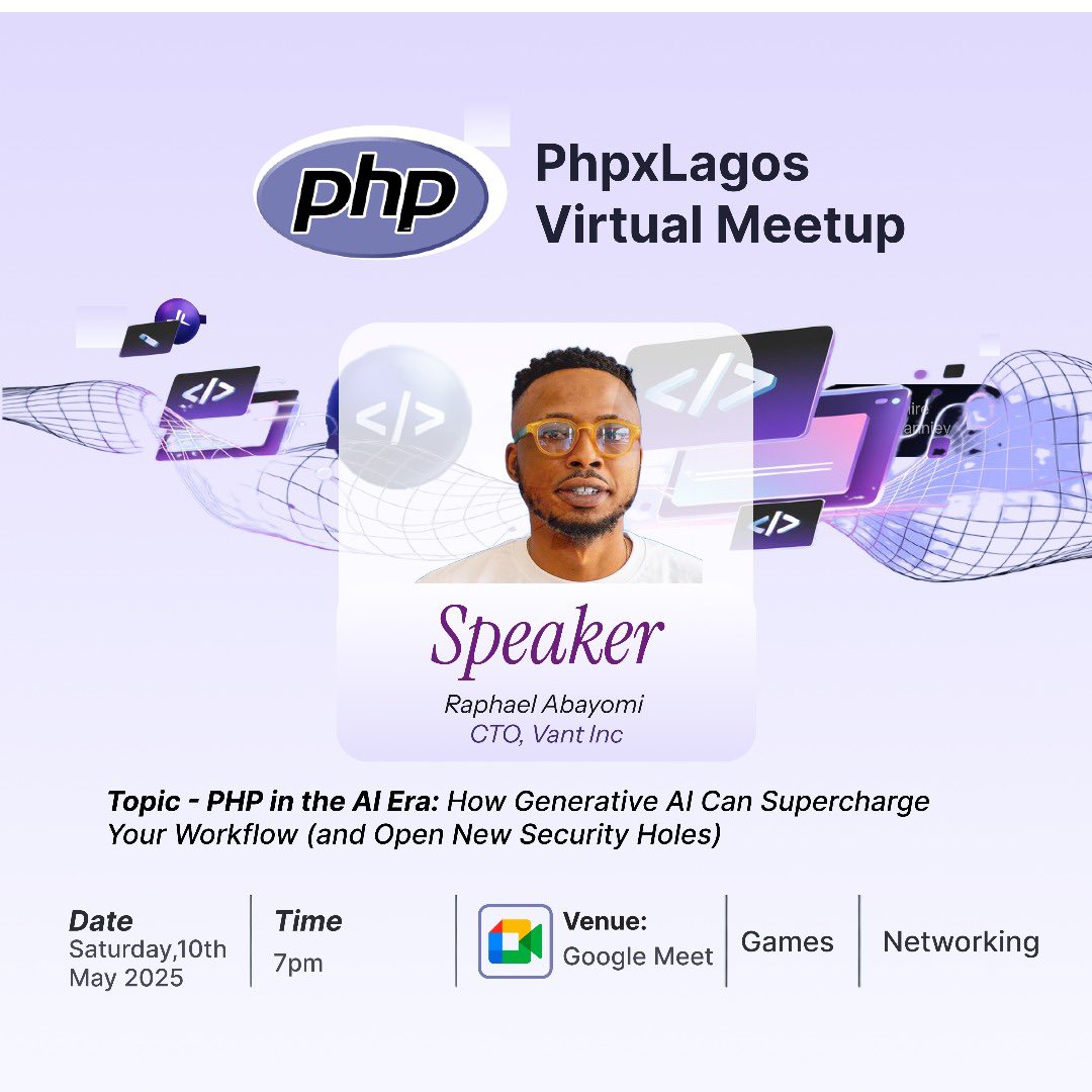 PHPxLagos's tweet image. We’re live🥳🥳

meet.google.com/ovi-cayj-aox