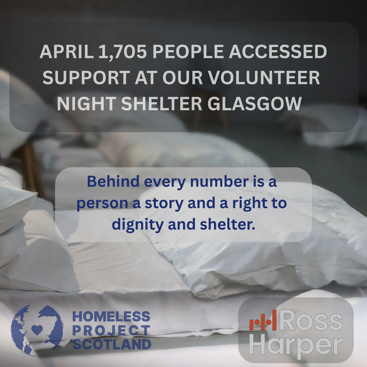 💙 In April alone, 1,705 people accessed support at our Volunteer Night Shelter in Glasgow. That’s 1,705 individuals who had a safe space to rest, recover, and receive care — thanks to the dedication of our volunteers and the support of the public.

This service is 100%