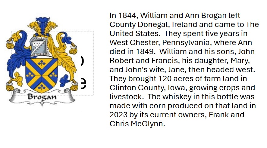 Brogan Heritage Whiskey complete with family crest and ancestral history!