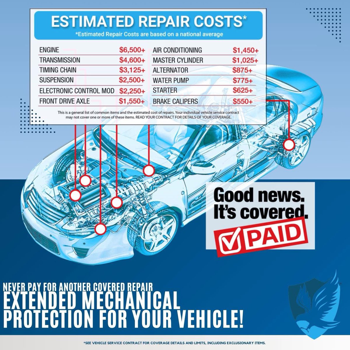 Big repair bill? Not your problem. We’ve got it covered. Find the warranty that works for you—and protect yourself from the big bill.

➡️ freedomwarranty.com