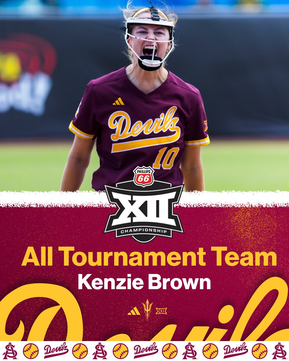 Sun Devil Softball (@asusoftball) on Twitter photo Congrats to <a href="/mak_brown10/">Makenzie Brown</a> on being named to the Big 12 Championship All Tournament Team
#ForksUp /// #Onward Congrats to <a href="/mak_brown10/">Makenzie Brown</a> on being named to the Big 12 Championship All Tournament Team
#ForksUp /// #Onward