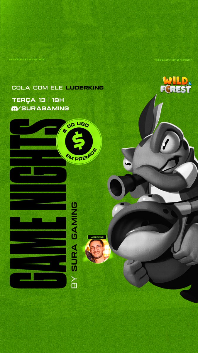 pablofelix.eth 👑 | SURA (@pablofelix_eth) on Twitter photo 🔥🎮 *TORNEIO WILD FOREST: SURA CHAMPIONS* 🎮🔥
<a href="/suragamingbr/">Sura Gaming Brasil</a>
<a href="/suragamingteam/">Sura Gaming</a>
<a href="/playwildforest/">Wild Forest</a>
🔥🔥🔥 *TORNEIO JUSTO PARA TODOS* 🔥🔥🔥
E o melhor *gratuito* 😙 com *300$ dólares de premiação (aumenta conforme mais pessoas aparecerem)*
Segue o fio 🧵👉 🔥🎮 *TORNEIO WILD FOREST: SURA CHAMPIONS* 🎮🔥
<a href="/suragamingbr/">Sura Gaming Brasil</a>
<a href="/suragamingteam/">Sura Gaming</a>
<a href="/playwildforest/">Wild Forest</a>
🔥🔥🔥 *TORNEIO JUSTO PARA TODOS* 🔥🔥🔥
E o melhor *gratuito* 😙 com *300$ dólares de premiação (aumenta conforme mais pessoas aparecerem)*
Segue o fio 🧵👉