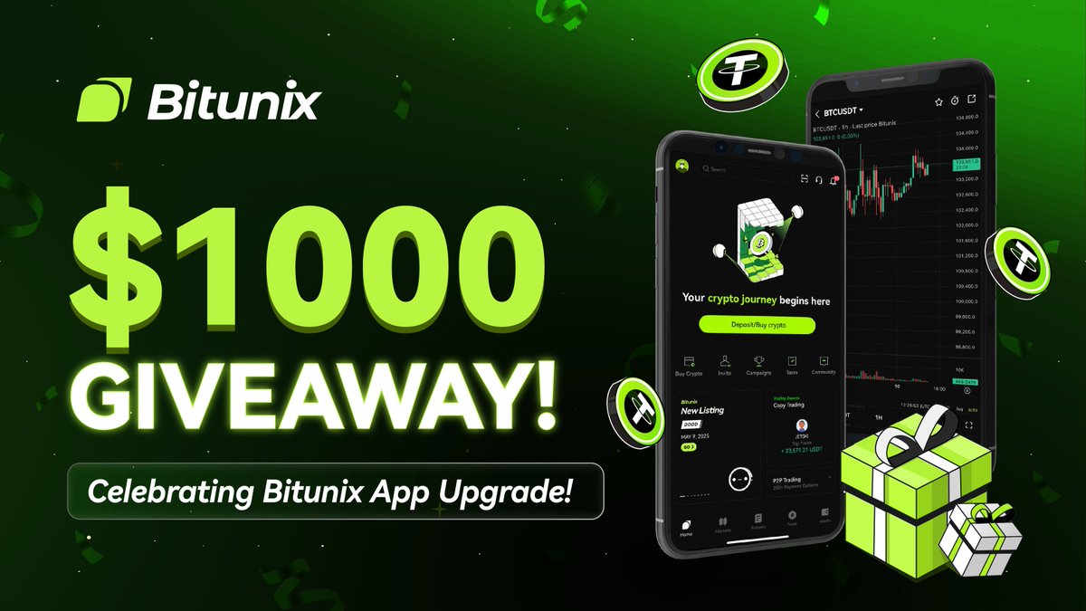 🎁 $1000 GIVEAWAY! — Celebrating Bitunix App Upgrade! How to participate 👇  1️⃣ Download Bitunix App App Store: https://t.co/tkeZB97kbF Google Play:  https://t.co/YWJahcehS2 2️⃣ Share screenshot in the comments 3️⃣ Follow  @bitunixofficial &