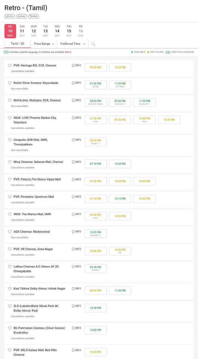 TeamSFK__Offl's tweet photo. DAY 10 #Retro Chennai City❤️

Night Shows Booking📈

#RetroBooking #Suriya https://t.co/JYZBqkqFRI