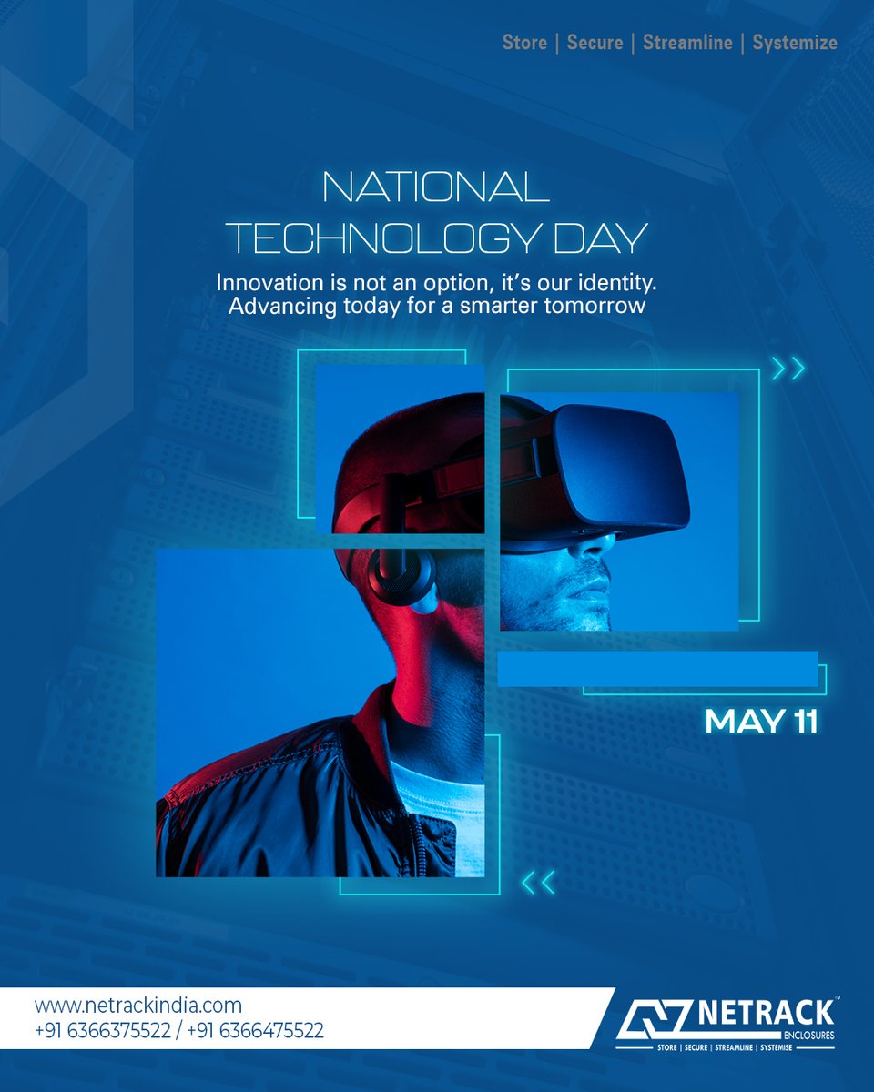 NetrackPvtLtd's tweet image. Celebrating the spirit of progress that drives our nation forward. National Technology Day reminds us of the breakthroughs that shaped history and the innovations paving the way for a brighter future.

#NationalTechnologyDay #TechForProgress #InnovationInIndia #ShapingTheFuture