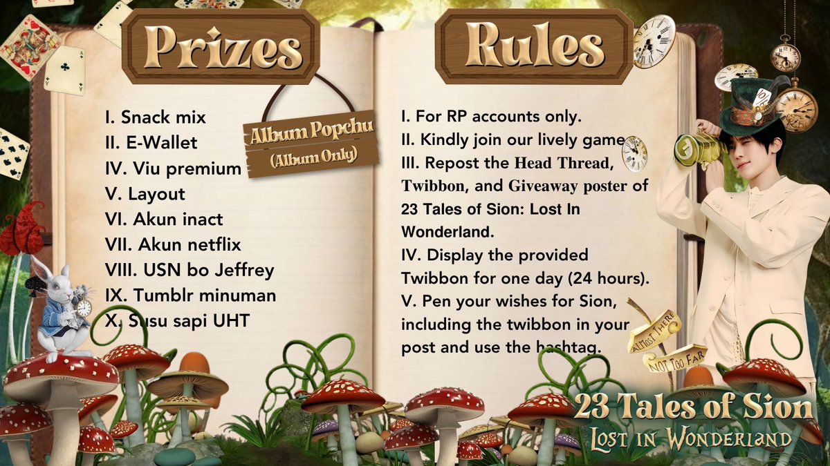 Sionations's tweet image. ᅠ
Down the rabbit hole of royal decrees, it’s quite the peculiar case. Those who play by the White Queen’s 𝗵𝗲𝗮𝗿𝘁𝘆 𝗿𝘂𝗹𝗲𝘀 shall tumble headfirst within a whimsical party, where 𝗽𝗿𝗶𝘇𝗲𝘀 pop out like surprise daisies. ݁𖥔 ݁˖ 🃏
ᅠ